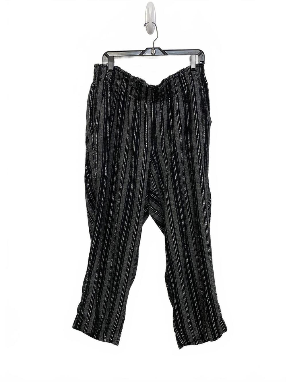 Linen Blend Black and Gray Striped Casual Soft Pants Size XL Briggs Coastal Surf